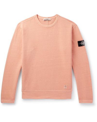 Stone Island Logo-appliquéd Cotton-jersey Sweatshirt - Pink