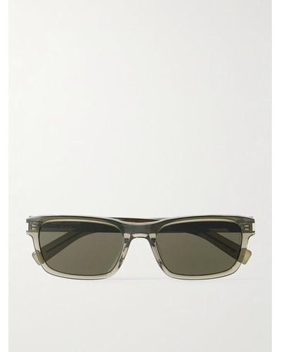Saint Laurent New Wave Rectangular-frame Acetate Sunglasses - Green