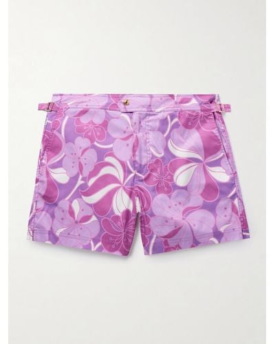 Tom Ford Shorts da mare corti slim-fit con stampa floreale - Viola