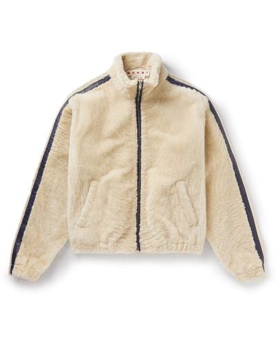 Marni Striped Leather-trimmed Shearling Jacket - Natural