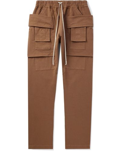 Rick Owens Slim-fit Straight-leg Cotton-twill Drawstring Cargo Pants - Brown