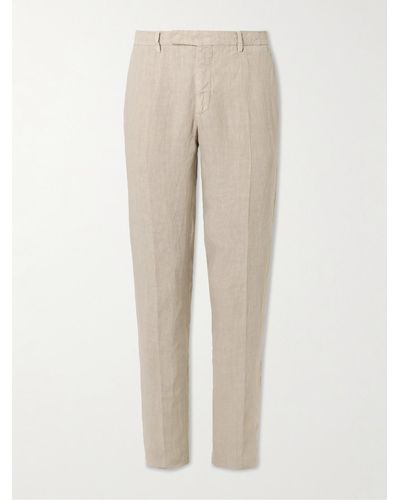 Boglioli Slim-fit Straight-leg Garment-dyed Linen Suit Trousers - Natural