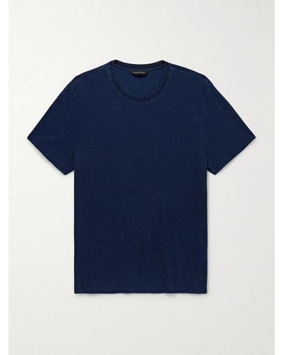 Club Monaco T-Shirt aus Baumwoll-Jersey in Indigo-Färbung - Blau