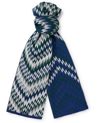 Missoni Jacquard-knit Cotton Scarf - Blue