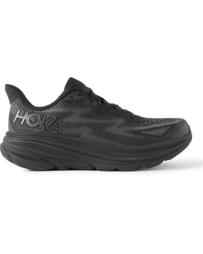 Hoka One One Clifton 9 Rubber-trimmed Mesh Running Sneakers - Black