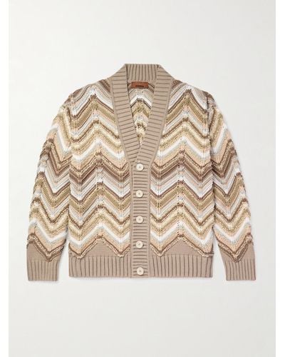 Missoni Striped Jacquard-knit Cardigan - Natural