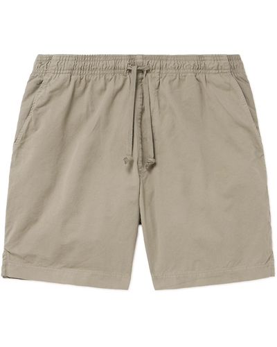 Save Khaki Easy Straight-leg Cotton-twill Drawstring Shorts - Gray