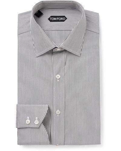 Tom Ford Striped Cotton-poplin Shirt - Gray