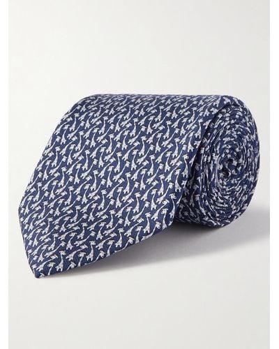 Ferragamo Printed Silk-twill Tie - Blue