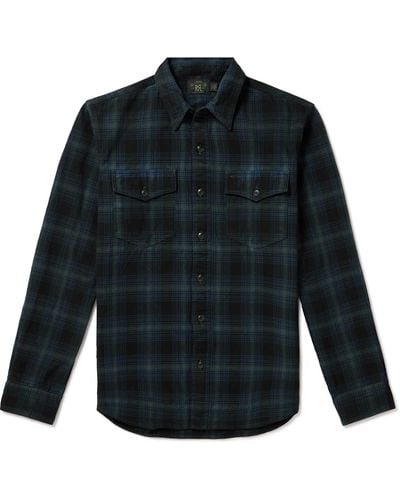 RRL Checked Cotton-flannel Shirt - Blue