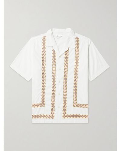 Universal Works Minari Embroidered Camp-collar Poplin Shirt - Natural