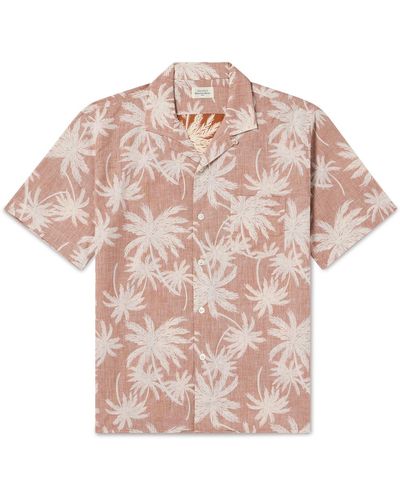 Hartford Convertible-collar Printed Cotton Shirt - Pink