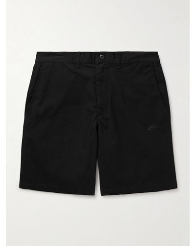 Nike Club Straight-leg Logo-embroidered Cotton-canvas Shorts - Black