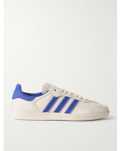 adidas Originals Pharrell Williams Humanrace Samba Suede-trimmed Leather Trainers - Blue