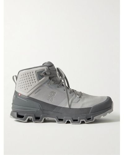 On Shoes Cloudrock Waterproof Rubber-trimmed Mesh Boots - Grey
