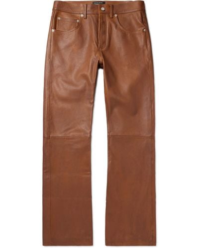 Enfants Riches Deprimes Straight-leg Paneled Leather Pants - Brown