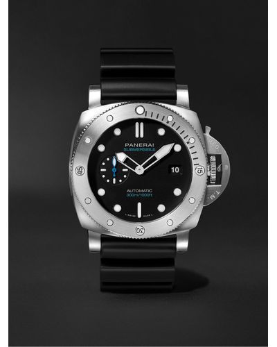 Panerai Submersible Quarantaquattro Automatic 44mm Brushed Stainless Steel And Rubber Watch - Black
