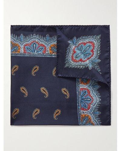 Etro Paisley-print Silk-twill Pocket Square - Blue