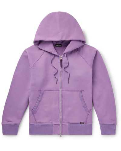 Tom Ford Cotton-jersey Zip-up Hoodie - Purple