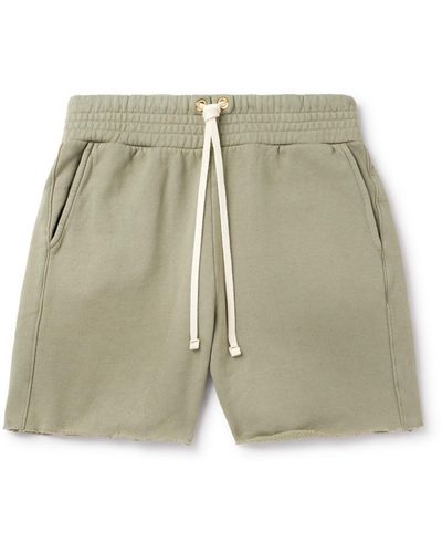 Les Tien Straight-leg Garment-dyed Cotton-jersey Drawstring Shorts - Green