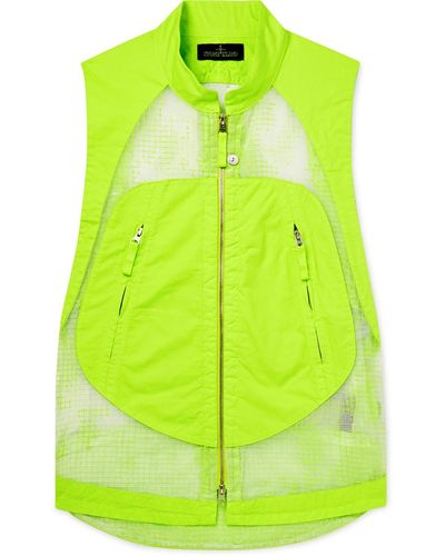 Stone Island Shadow Project Ripstop-panelled Cotton-blend Twill Gilet - Green