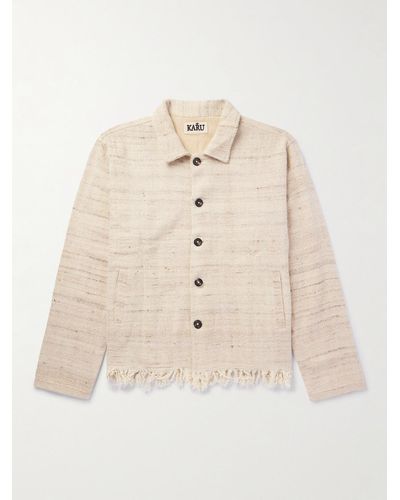 Karu Research Cropped Fringed Cotton And Silk-blend Jacket - Natural