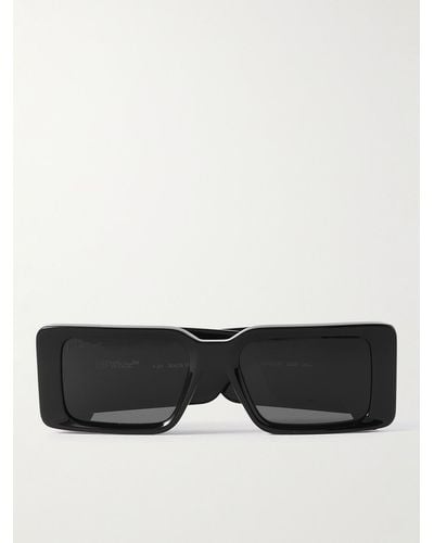 Off-White c/o Virgil Abloh Roma Sonnenbrille mit rechteckigem Rahmen aus Azetat mit Logoverzierung - Schwarz
