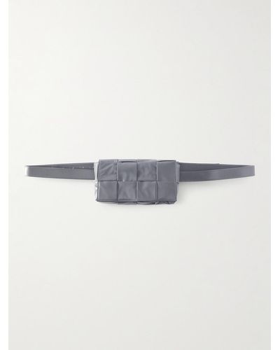 Bottega Veneta Cassette Mini Intrecciato Leather Belt Bag - Grey
