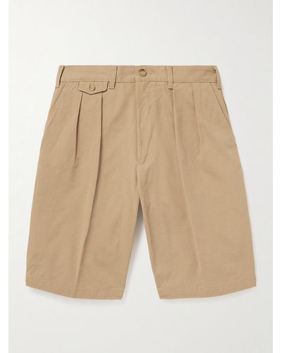 Beams Plus Wide-leg Pleated Cotton-twill Shorts - Natural