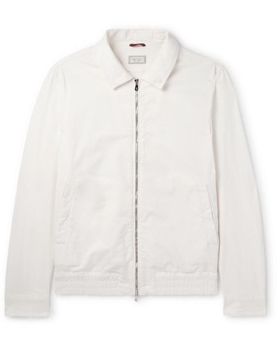 Brunello Cucinelli Slim-fit Cotton-blend Harrington Jacket - White