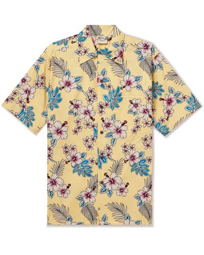 Go Barefoot Haole Hibiscus Convertible-collar Floral-print Cotton Shirt - White