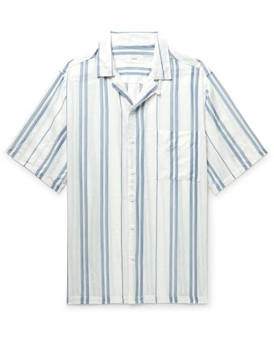 Onia Air Convertible-collar Striped Woven Shirt - Blue