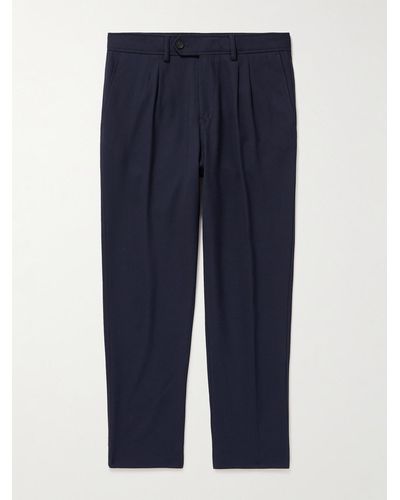 MR P. Tapered Pleated Woven Pants - Blue