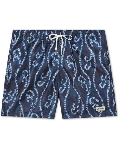 Bather Straight-leg Mid-length Printed Recycled Swim Shorts - Blue