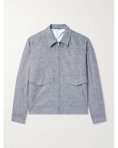 Richard James Striped Linen And Cotton-blend Blouson Jacket - Blue