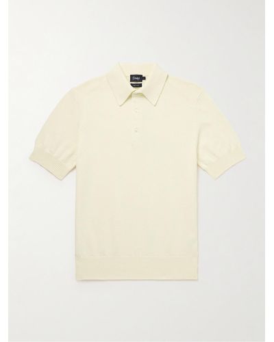 Drake's Cotton Polo Shirt - Natural
