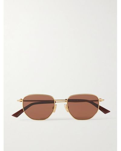 Bottega Veneta Round-frame Gold-tone Sunglasses - Metallic