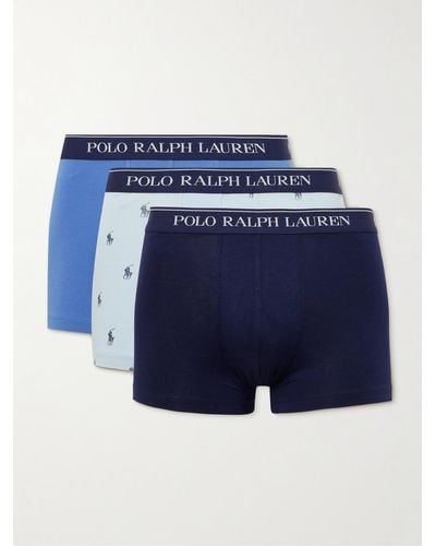 Polo Ralph Lauren Three-pack Stretch-cotton Jersey Boxer Briefs - Blue