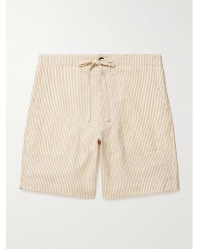 Richard James Straight-leg Striped Linen And Wool-blend Drawstring Shorts - Natural