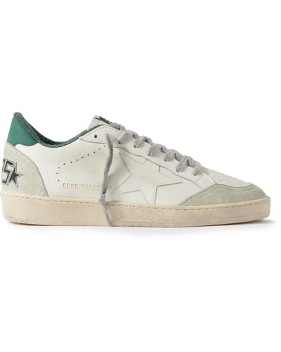 Golden Goose Ball Star Distressed Suede-trimmed Leather Sneakers - Brown