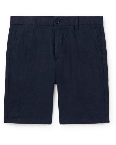 NN07 Crown Straight-leg Linen Shorts - Blue