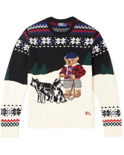 Polo Ralph Lauren Sledging Polo Bear-intarsia Wool-blend Sweater X - Natural