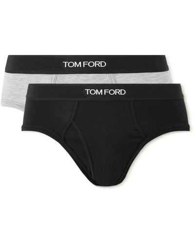 Tom Ford Two-pack Stretch-cotton And Modal-blend Briefs - Black