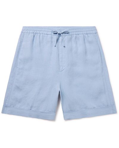 Canali Straight-leg Linen Drawstring Shorts - Blue