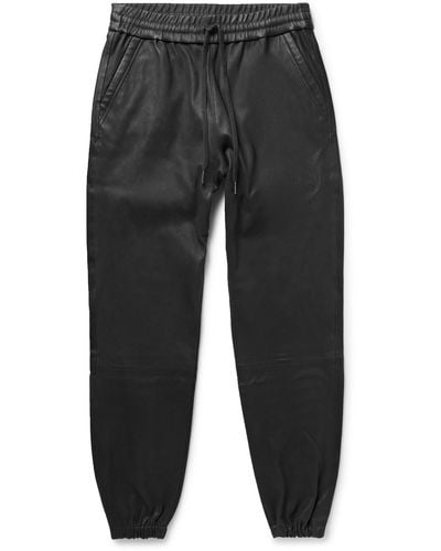 John Elliott La Tapered Leather Sweatpants - Black