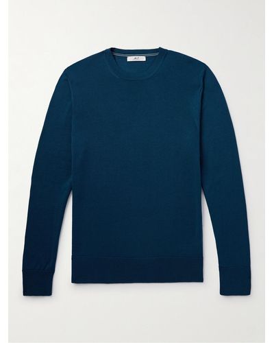 MR P. Schmal geschnittener Pullover aus Merinowolle - Blau