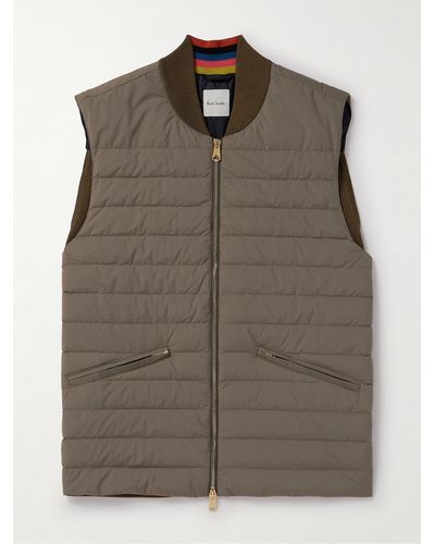 Paul Smith Cotton-panelled Quilted Shell Down Gilet - Brown
