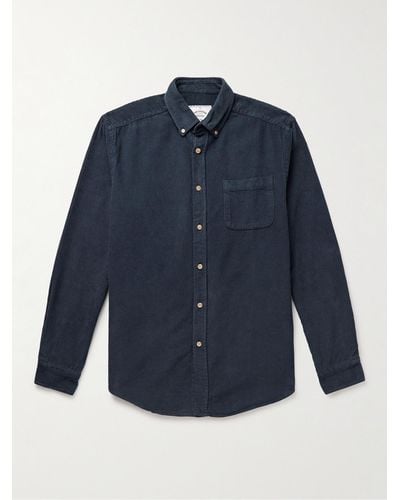 Portuguese Flannel Lobo Button-down Collar Cotton-corduroy Shirt - Blue