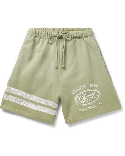 CHERRY LA Straight-leg Logo-print Cotton-jersey Drawstring Shorts - Green