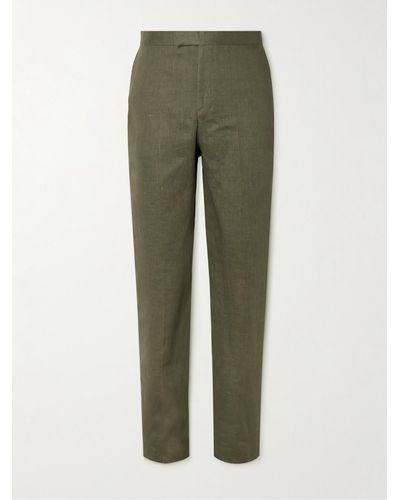 Favourbrook Pantaloni slim-fit a gamba dritta in lino Allercombe - Verde